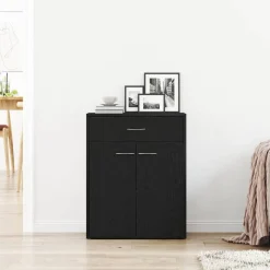 vidaXL Buffet avec tiroir Chêne noir 60 x 30 x 75 cm Bois d'ingénierie