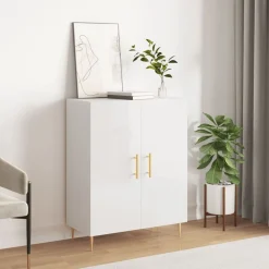 vidaXL Buffet Blanc brillant 69,5x34x90 cm Bois d'ingénierie