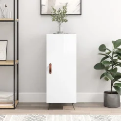 vidaXL Buffet Blanc brillant 34,5x34x90 cm Bois d'ingénierie