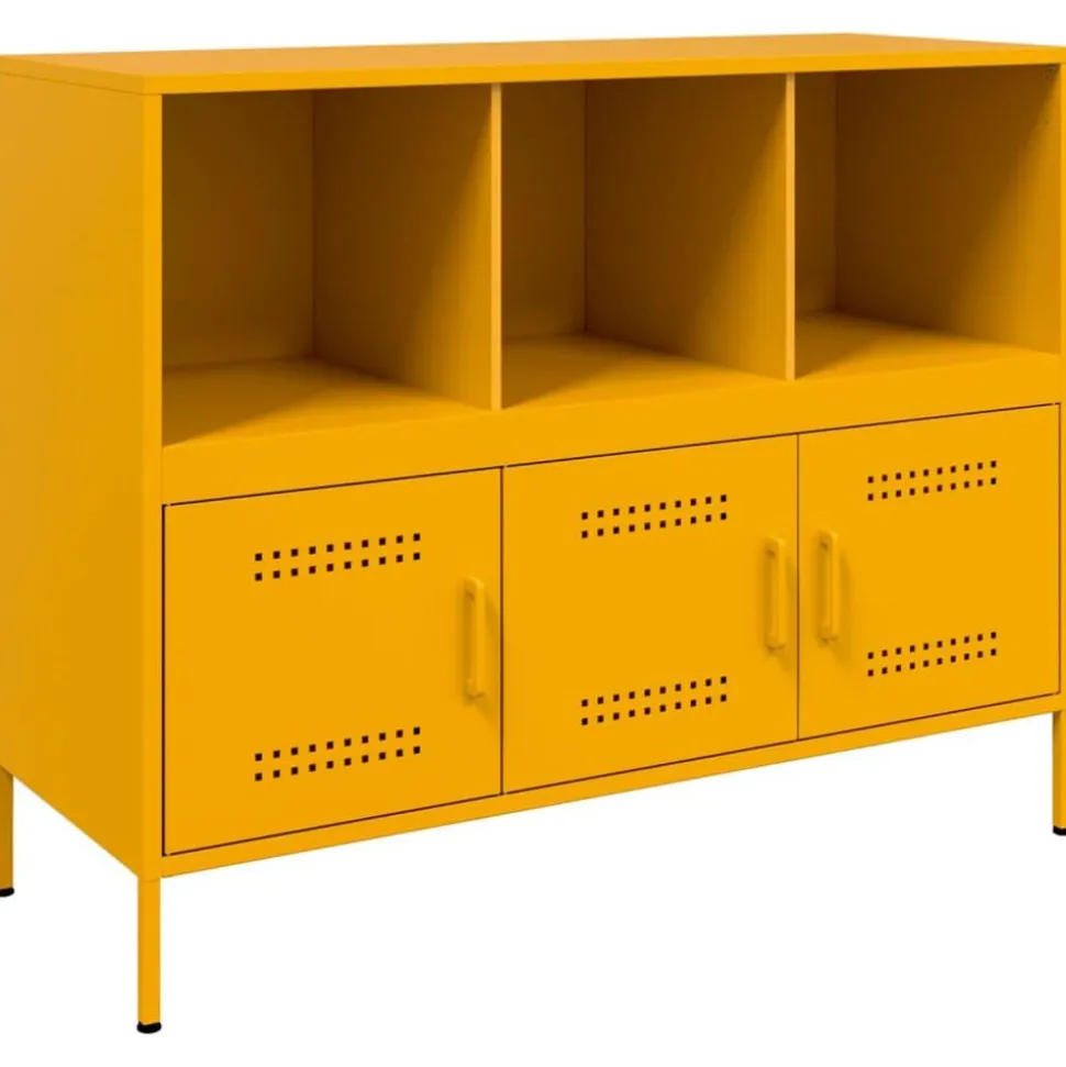 vidaXL Buffet jaune moutarde 100,5x39x79 cm acier