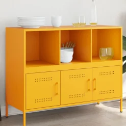 vidaXL Buffet jaune moutarde 100,5x39x79 cm acier