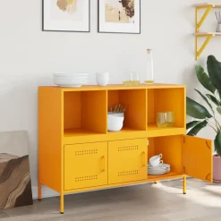 vidaXL Buffet jaune moutarde 100,5x39x79 cm acier