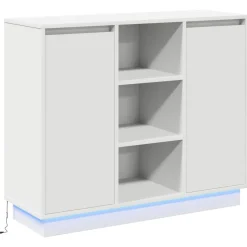 vidaXL Buffet LED Blanc 90 x 32 x 75 cm Bois d'ingénierie