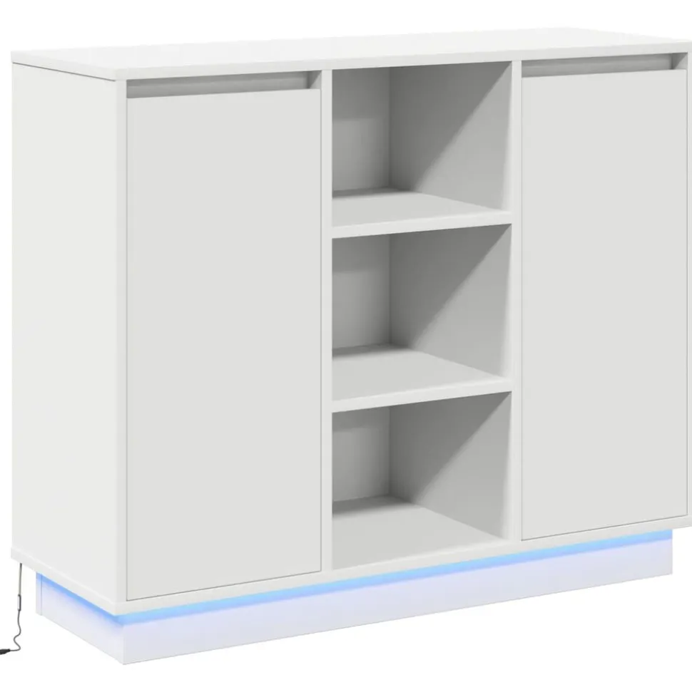 vidaXL Buffet LED Blanc 90 x 32 x 75 cm Bois d'ingénierie