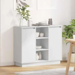vidaXL Buffet LED Blanc 90 x 32 x 75 cm Bois d'ingénierie