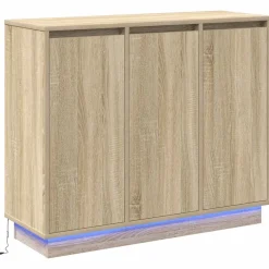 vidaXL Buffet LED Chêne Sonoma 90 x 32 x 75 cm Bois d'ingénierie