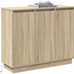 vidaXL Buffet LED Chêne Sonoma 90 x 32 x 75 cm Bois d'ingénierie