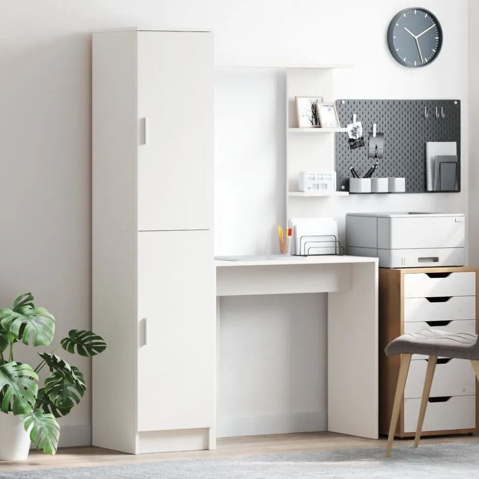 vidaXL Bureau 2 pcs Blanc