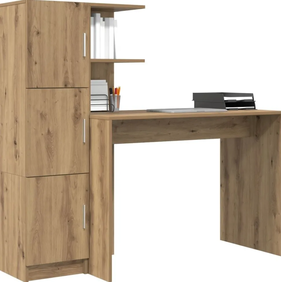 vidaXL Bureau 2 pcs Chêne artisanal