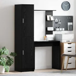 vidaXL Bureau 2 pcs Chêne noir