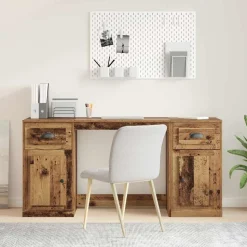 vidaXL Bureau avec armoire avec tiroir Bois Ancien 154,5 x 50 x 75 cm
