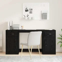 vidaXL Bureau avec armoire avec tiroir Chêne noir 154,5 x 50 x 75 cm