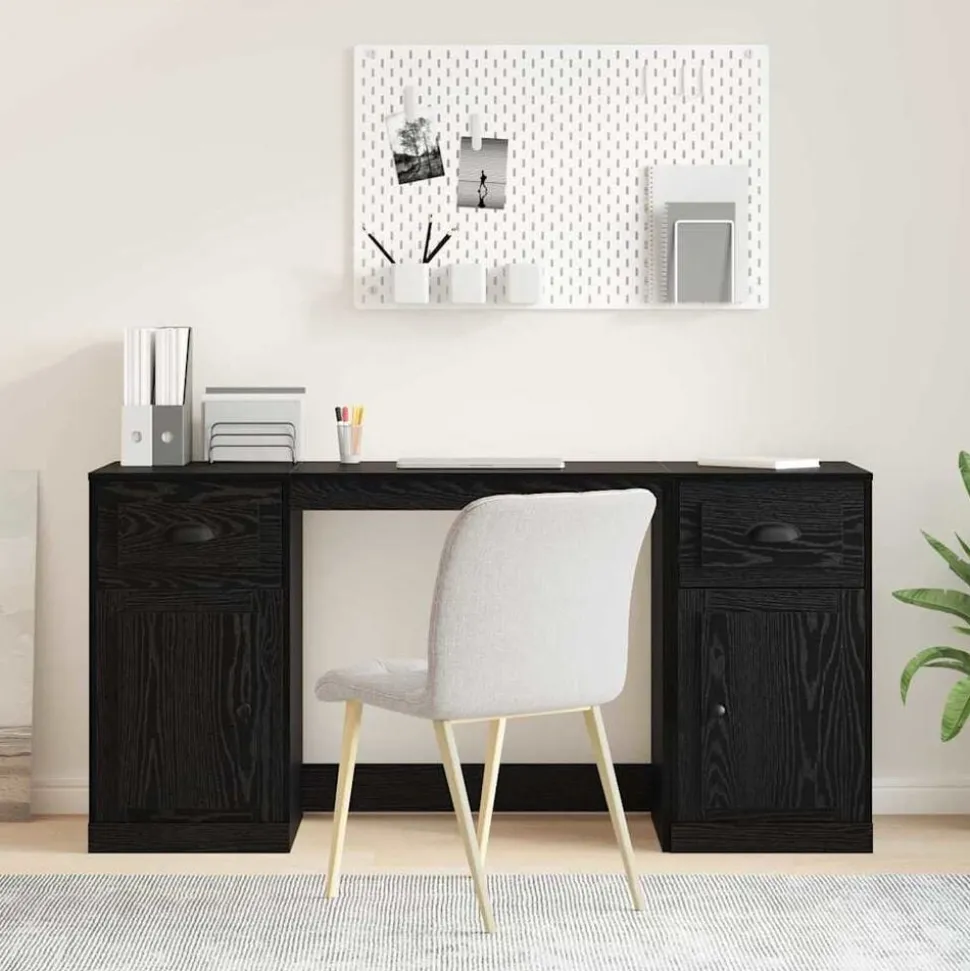 vidaXL Bureau avec armoire avec tiroir Chêne noir 154,5 x 50 x 75 cm