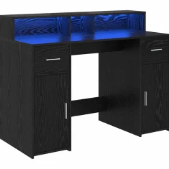 vidaXL Bureau avec porte Chêne noir 120 x 55 x 91 cm Bois d'ingénierie