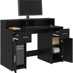 vidaXL Bureau avec porte Chêne noir 120 x 55 x 91 cm Bois d'ingénierie