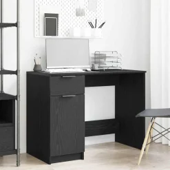 vidaXL Bureau avec porte Chêne noir 100 x 50 x 75 cm Bois d'ingénierie