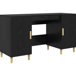vidaXL Bureau avec porte Chêne noir 140 x 50 x 75 cm Bois d'ingénierie