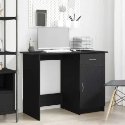 vidaXL Bureau avec porte Chêne noir 100 x 50 x 76 cm Bois d'ingénierie