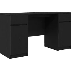vidaXL Bureau avec porte Chêne noir 140 x 49 x 76 cm Bois d'ingénierie