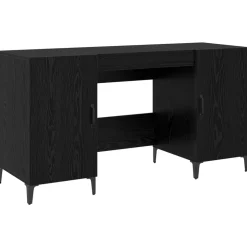 vidaXL Bureau avec porte Chêne noir 140 x 50 x 75 cm Bois d'ingénierie