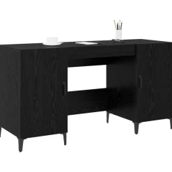 vidaXL Bureau avec porte Chêne noir 140 x 50 x 75 cm Bois d'ingénierie