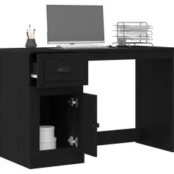 vidaXL Bureau avec porte Chêne noir 50 x 115 x 75 cm Bois d'ingénierie