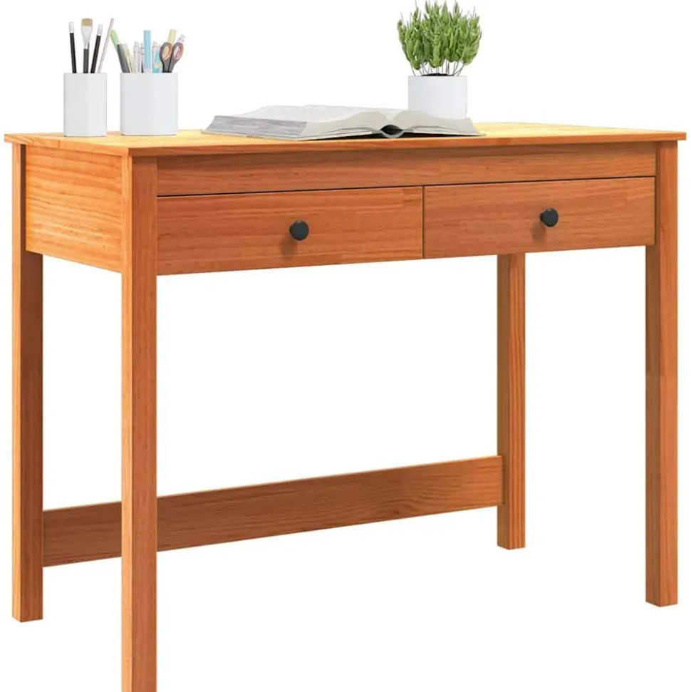 vidaXL Bureau avec tiroir Max Marron 100 x 50 x 78 cm Pin massif