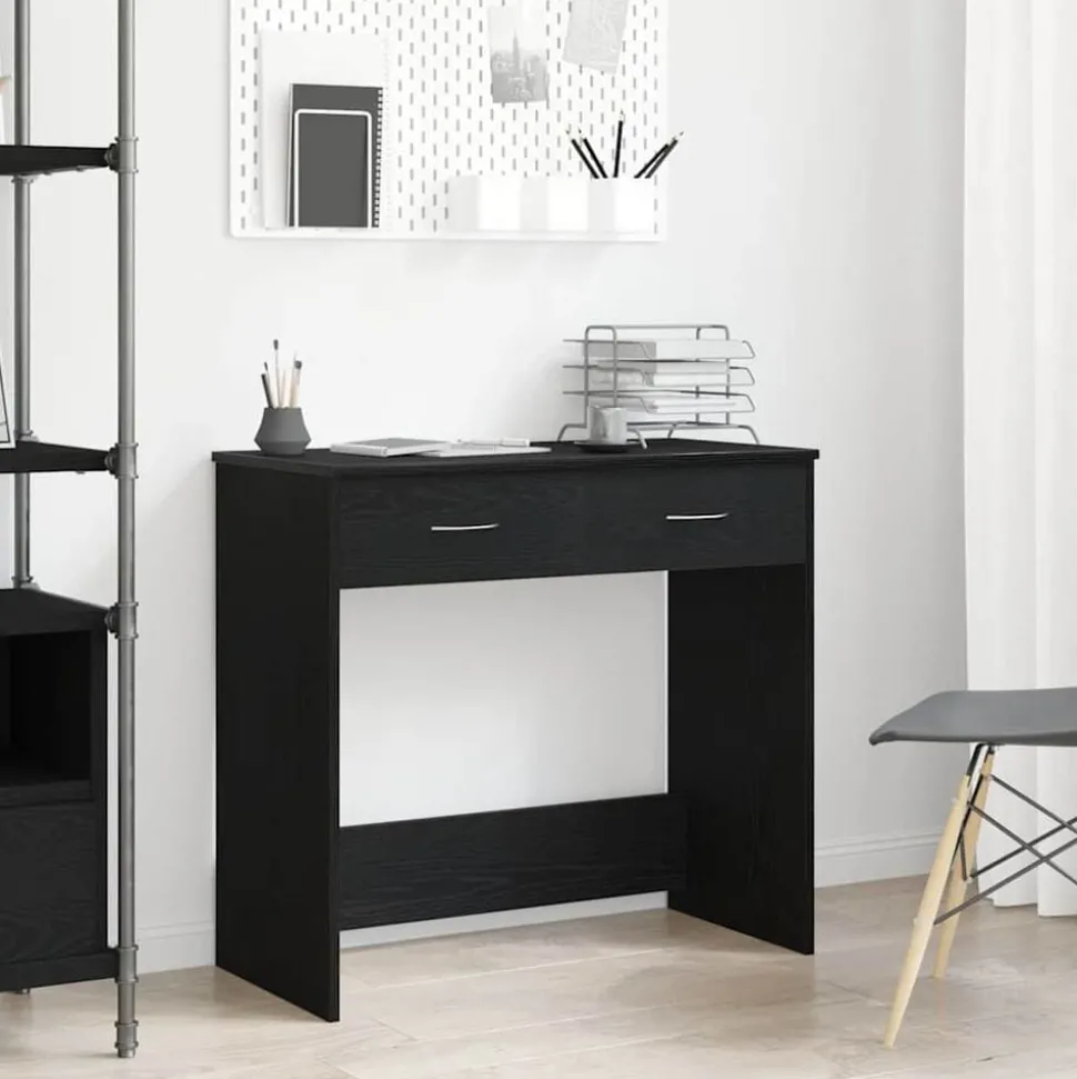 vidaXL Bureau avec tiroir Chêne noir 80 x 40 x 75 cm Bois d'ingénierie