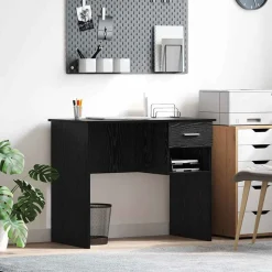 vidaXL Bureau avec tiroir Chêne noir 90 x 49 x 75 cm Bois d'ingénierie