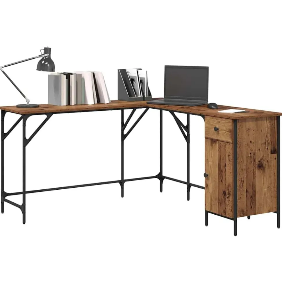 vidaXL Bureau Bois Ancien 141 x 141 x 75 cm Bois d'ingénierie
