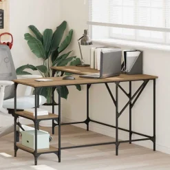 vidaXL Bureau Chêne artisanal 139 x 139 x 75 cm Bois d'ingénierie