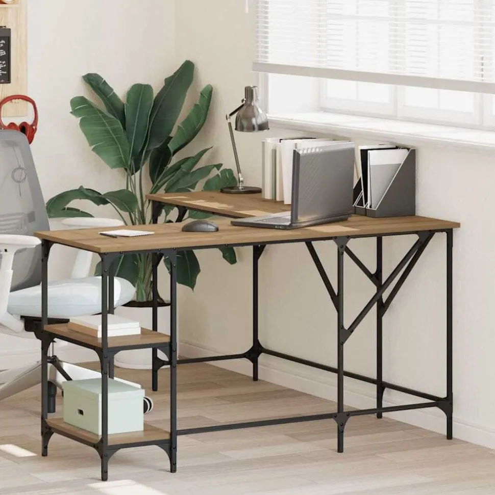 vidaXL Bureau Chêne artisanal 139 x 139 x 75 cm Bois d'ingénierie