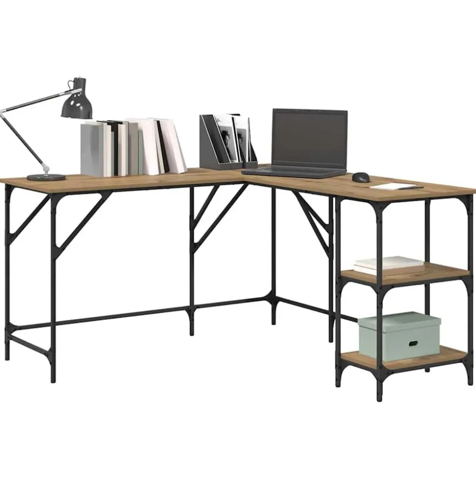 vidaXL Bureau Chêne artisanal 139 x 139 x 75 cm Bois d'ingénierie