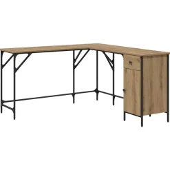 vidaXL Bureau Chêne artisanal 141 x 141 x 75 cm Bois d'ingénierie