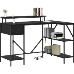 vidaXL Bureau Chêne noir 120 x 79 x 86,5 cm Bois d'ingénierie