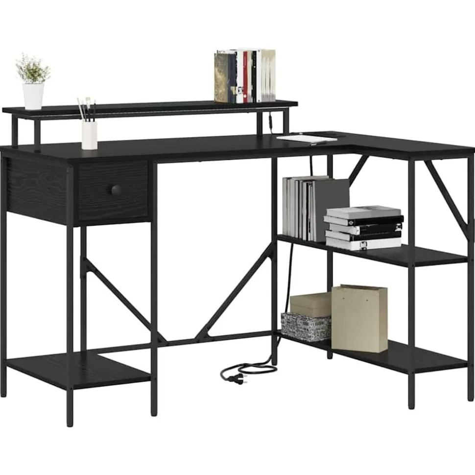 vidaXL Bureau Chêne noir 120 x 79 x 86,5 cm Bois d'ingénierie