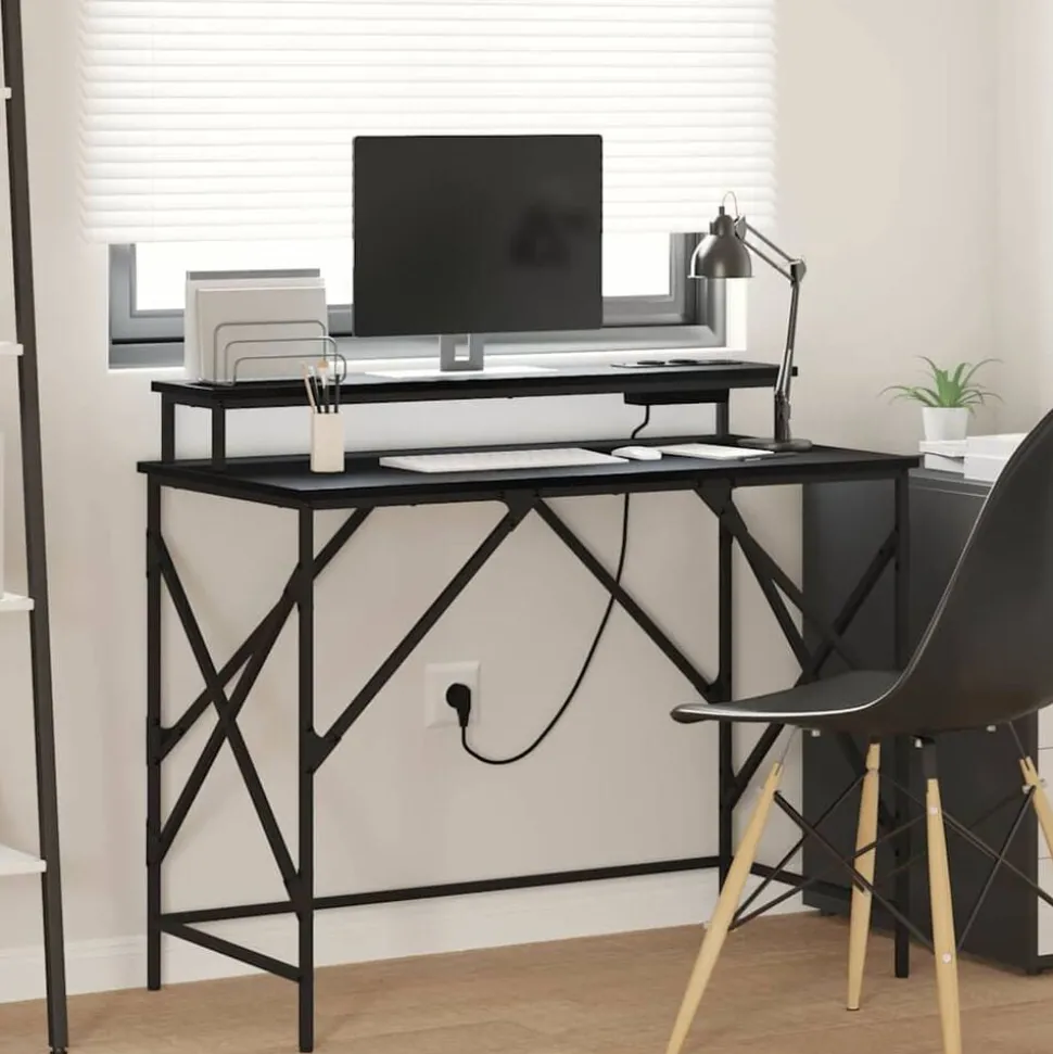 vidaXL Bureau Chêne noir 100 x 50 x 86,5 cm Bois d'ingénierie