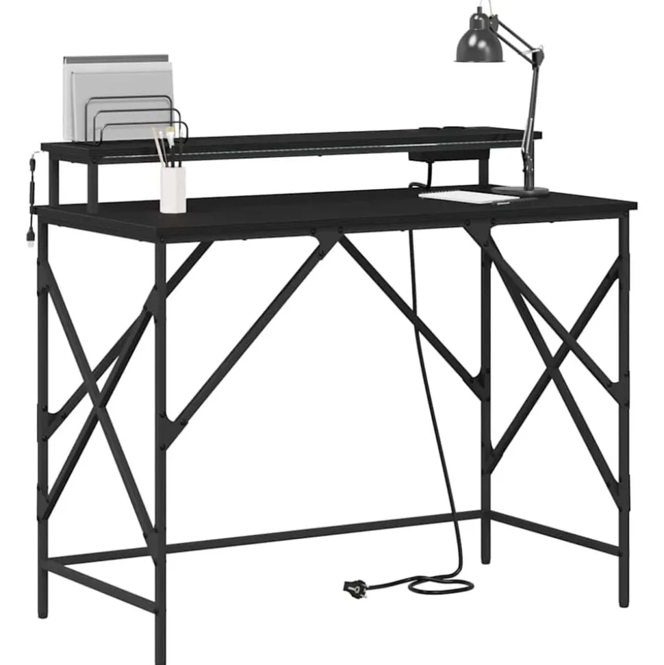 vidaXL Bureau Chêne noir 100 x 50 x 86,5 cm Bois d'ingénierie