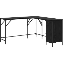 vidaXL Bureau Chêne noir 141 x 141 x 75 cm Bois d'ingénierie