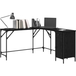 vidaXL Bureau Chêne noir 141 x 141 x 75 cm Bois d'ingénierie
