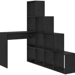 vidaXL Bureau d'angle avec étagère Chêne noir 101,5 x 149,5 x 149,5 cm