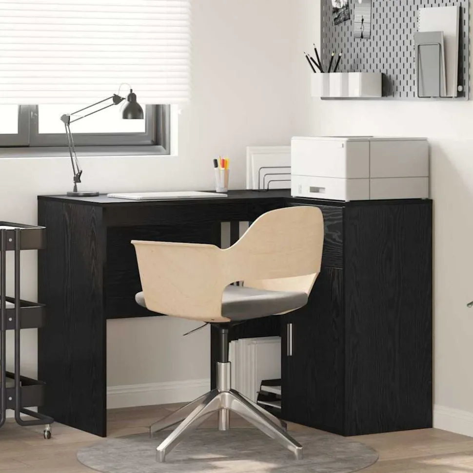 vidaXL Bureau d'angle avec tiroir Chêne noir 102 x 88 x 75 cm