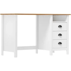 vidaXL Bureau Hill avec 3 tiroirs 120x50x74 cm Pin solide