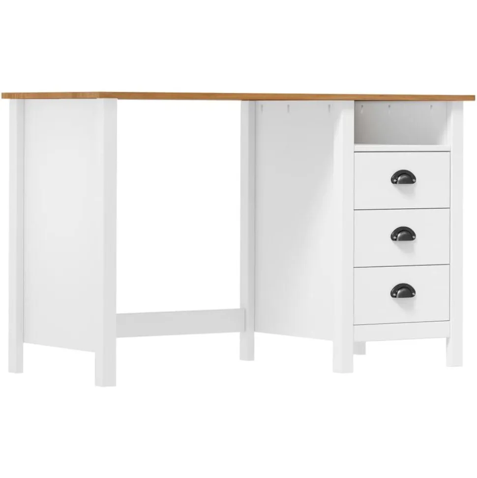 vidaXL Bureau Hill avec 3 tiroirs 120x50x74 cm Pin solide