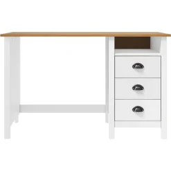 vidaXL Bureau Hill avec 3 tiroirs 120x50x74 cm Pin solide