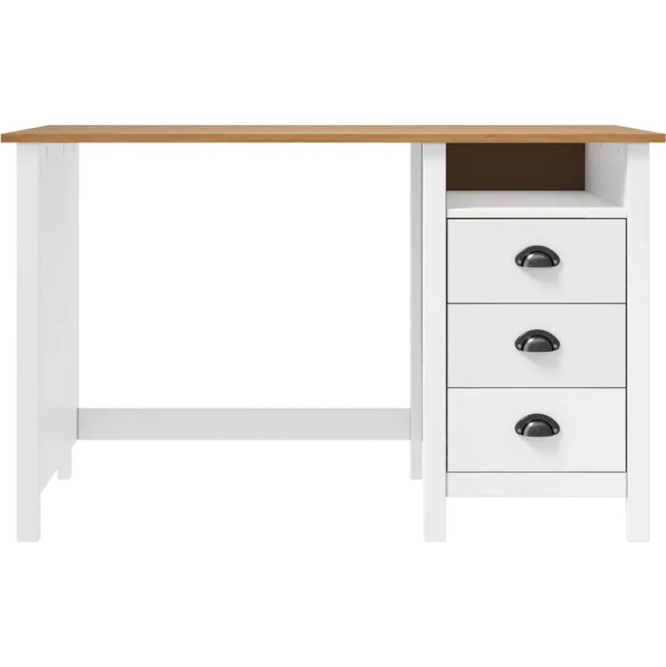 vidaXL Bureau Hill avec 3 tiroirs 120x50x74 cm Pin solide