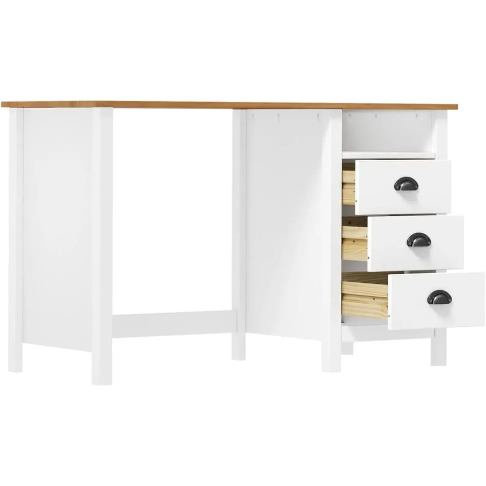 vidaXL Bureau Hill avec 3 tiroirs 120x50x74 cm Pin solide
