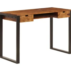 vidaXL Bureau 110x55x78 cm Bois solide de Sesham Acier