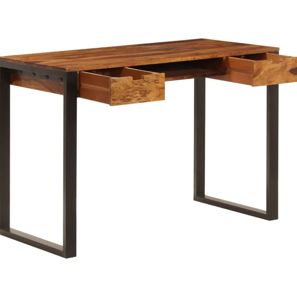 vidaXL Bureau 110x55x78 cm Bois solide de Sesham Acier