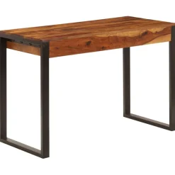 vidaXL Bureau 110x55x78 cm Bois solide de Sesham Acier